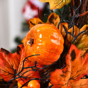 Halloween Autumn Maple Leaf Wreath Pumpkin Berry Door Hanging