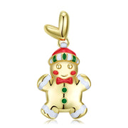 S925 Sterling Silver Electroplated 14k Gold Drip Gum Gingerbread Man Necklace Christmas Jewelry