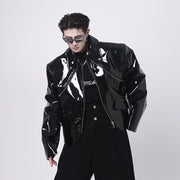 Bright PU Leather Jacket For Men