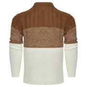 Men's Casual Color Block Long Sleeve Cable Knit Pullover Sweater