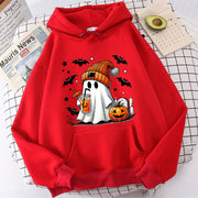 Halloween Ghost Pumpkin Bat Hoodies For Women Fashion Hooded