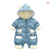 Baby Winter Snowsuit Plus Velvet Thick Baby Boys Jumpsuit 0-3 Years Toddler Coat