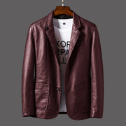 Leather Men's Autumn And Winter Jacket Thin Lapel