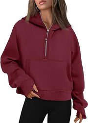 Zipper Hoodies Sweatshirts With Pocket Loose Sport Tops Long Sleeve Pullover Sweaters Winter Fall Outfits Women Clothing 7