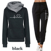 Women Tracksuit Pullovers Hoodies and Black Pants Autumn 1