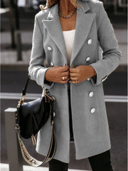 Long-sleeve Blazer-collar Double-breasted Nizi Coat