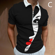 Shirts For Men Face Art Print Short Sleeve T-shirts Streetwear Men's