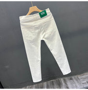 Men's Trendy Youth Simple Casual White Trousers Jeans