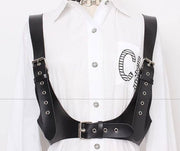 Gothic Punk Dark Leather Belt Wide Strap Vest