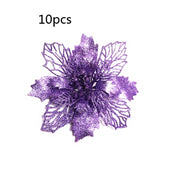 Glitter Artificial Christmas Flowers Christmas Tree Decorations For Home Fake Flowers Xmas Ornaments New Year Decoration