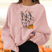 Female Halloween Printed Crew Neck Sweatshirt