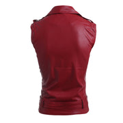 Zip-fit slim lapel short PU leather vest 1