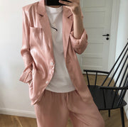 Women's Simple Glossy Lightweight Drape Suit Jacket