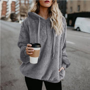 Women's Fleece Hoodies Long Sleeve Hooded Pullover Sweatshirt Autumn Winter Warm Zipper Pocket Coat Female Sweatshirt