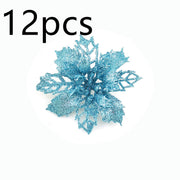 Glitter Artificial Christmas Flowers Christmas Tree Decorations For Home Fake Flowers Xmas Ornaments New Year Decoration