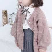 Girls Lantern Sleeve Pearl Button Jacket