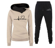 Women Tracksuit Pullovers Hoodies and Black Pants Autumn 4