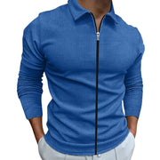 Men's Clothing Waffle Style Zipped Lapel Jacket Outdoor Sports Tops