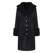 Lapel Long Coat Fur Collar Temperament Zipper Women PU Jacket