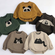 Kids' Sweater Pocket Autumn And Winter Men's And Women's Fashionable Cartoon Pullover Sweater Loose