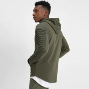 Men's Long Sleeve With Pleated Stripes Hoodies