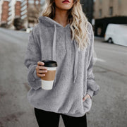 Women's Fleece Hoodies Long Sleeve Hooded Pullover Sweatshirt Autumn Winter Warm Zipper Pocket Coat Female Sweatshirt