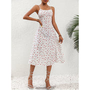 New Polka Dot Print Suspender Dress Summer Sexy Slit Long Dresses For Womens Clothing 6