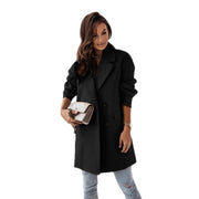 Long-sleeve Blazer-collar Double-breasted Woolen Coat