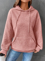 Fashion Waffle Hoodie Sweater Women's Sports Sweatshirt Casual Long Sleeve Tops Women's Clothing