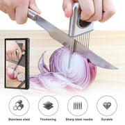 Onion Holder Slicer Vegetable tools Tomato Cutter Stainless Steel Kitchen Gadget