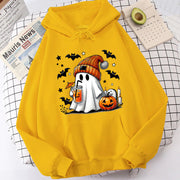 Halloween Ghost Pumpkin Bat Hoodies For Women Fashion Hooded