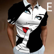 Shirts For Men Face Art Print Short Sleeve T-shirts Streetwear Men's