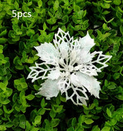 Glitter Artificial Christmas Flowers Christmas Tree Decorations For Home Fake Flowers Xmas Ornaments New Year Decoration