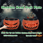 Halloween Candy Bowl Plastic Pumpkin Bowl With Motion Activated Hand Halloween Serving Dishes Battery Operated Halloween Pumpkins Bowl For Trick-or-Treaters Party