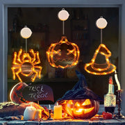 Halloween Window Hanging LED Lights Spider Pumpkin Hanging Ghost Horror Atmosphere Lights Holiday Party Decorative Lights Home