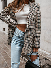 Women's Winter Plaid Long Suit Jacket