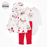 Hooded Long Sleeve Jacket Bodysuit Three Piece Kids' Suit