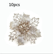 Glitter Artificial Christmas Flowers Christmas Tree Decorations For Home Fake Flowers Xmas Ornaments New Year Decoration