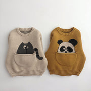 Kids' Sweater Pocket Autumn And Winter Men's And Women's Fashionable Cartoon Pullover Sweater Loose