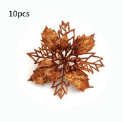 Glitter Artificial Christmas Flowers Christmas Tree Decorations For Home Fake Flowers Xmas Ornaments New Year Decoration