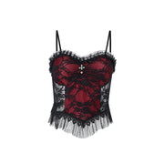 Dark Wind European And American Halloween New Lace Mesh Halter Top