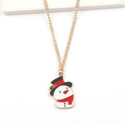 Christmas Necklace Cute Cartoon Santa Claus Snowman Elk Pendant Necklace Xmas New Year Festival Ear Jewelry Gifts