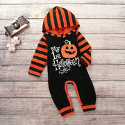 Long-sleeved Halloween Pumpkin Print Romper For Infants And Kids