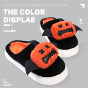 Halloween Cartoon Funny Pumpkin Slippers With Small Wings Design Indoor Non-slip Bedroom Floor Cotton Slipper Winter House Shoes Couple