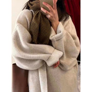 Khaki Knitted Cardigan Sweater, Women's Coat, Long Cardigan, Wool Coat, Cozy Style Loose, Plus Size Maxi Coat, Office Outfits, Fall Clothing