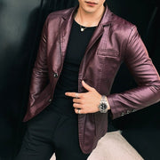 Fashion Casual Men's Suit Leather Jacket