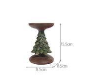 Resin Wooden Christmas Tree Candle Holder Base Figurine Christmas Decorations Candlestick Craft Home Living Room Decoration