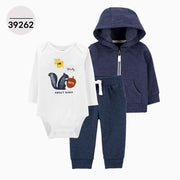 Hooded Long Sleeve Jacket Bodysuit Three Piece Kids' Suit