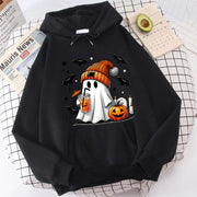 Halloween Ghost Pumpkin Bat Hoodies For Women Fashion Hooded