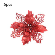 Glitter Artificial Christmas Flowers Christmas Tree Decorations For Home Fake Flowers Xmas Ornaments New Year Decoration